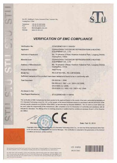  Air Source Water Heater CE certification